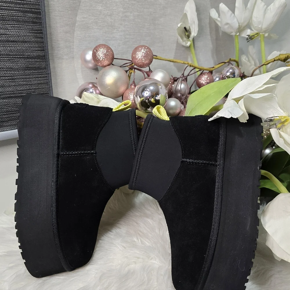 UGG CLASSIC MINI DIPPER PLATFORM CHESTNUT SUEDE WOMEN'S BOOTS New